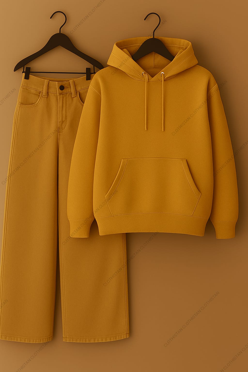 Hoodie & Beige Wide leg Jeans Pack Of Two