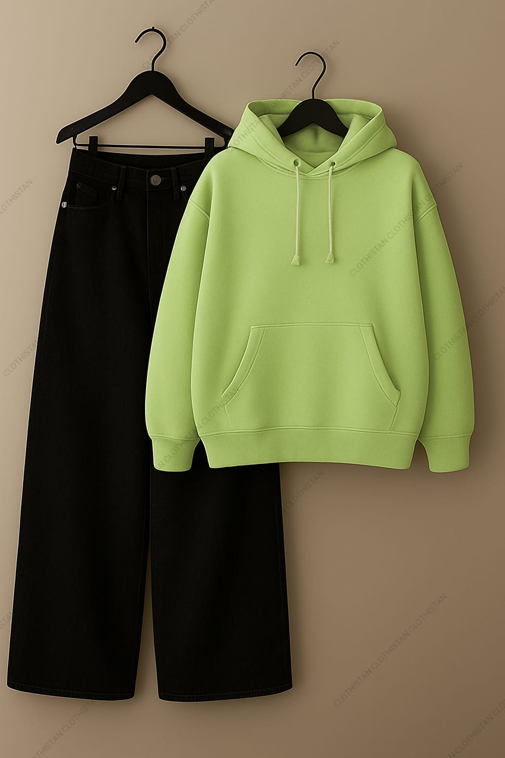 Hoodie & Black Wide leg Jeans Pack Of Two