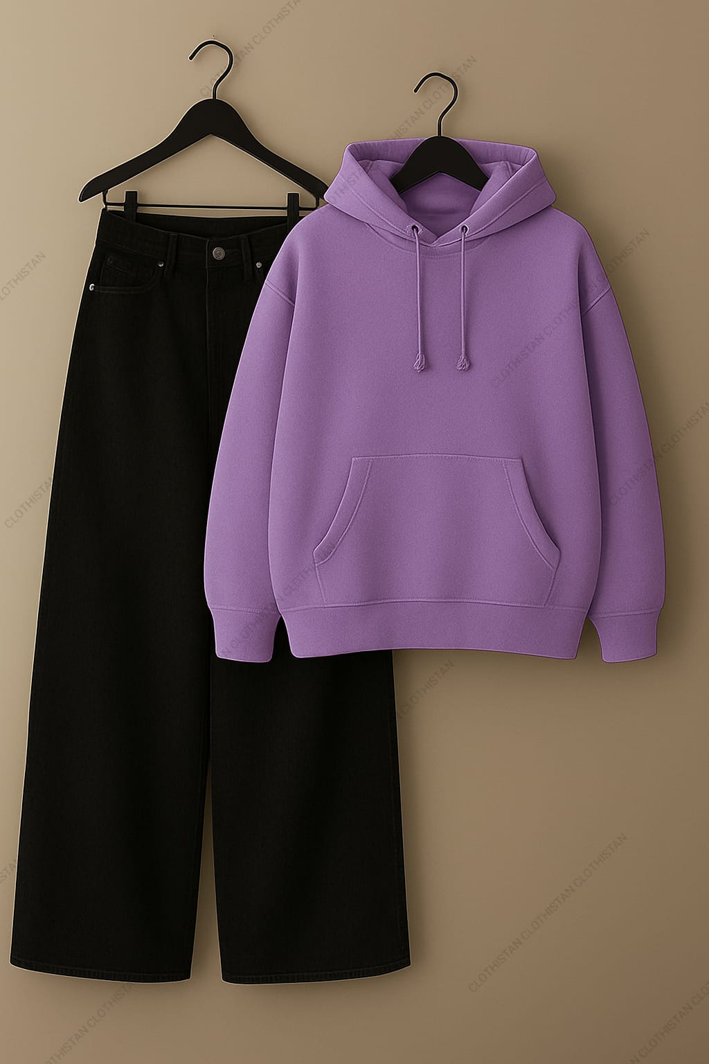 Hoodie & Black Wide leg Jeans Pack Of Two
