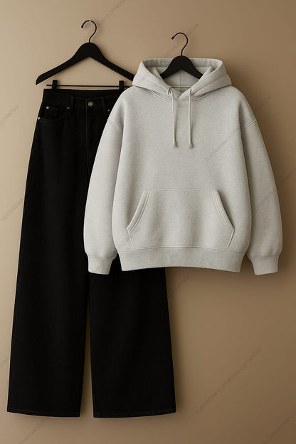 Hoodie & Black Wide leg Jeans Pack Of Two
