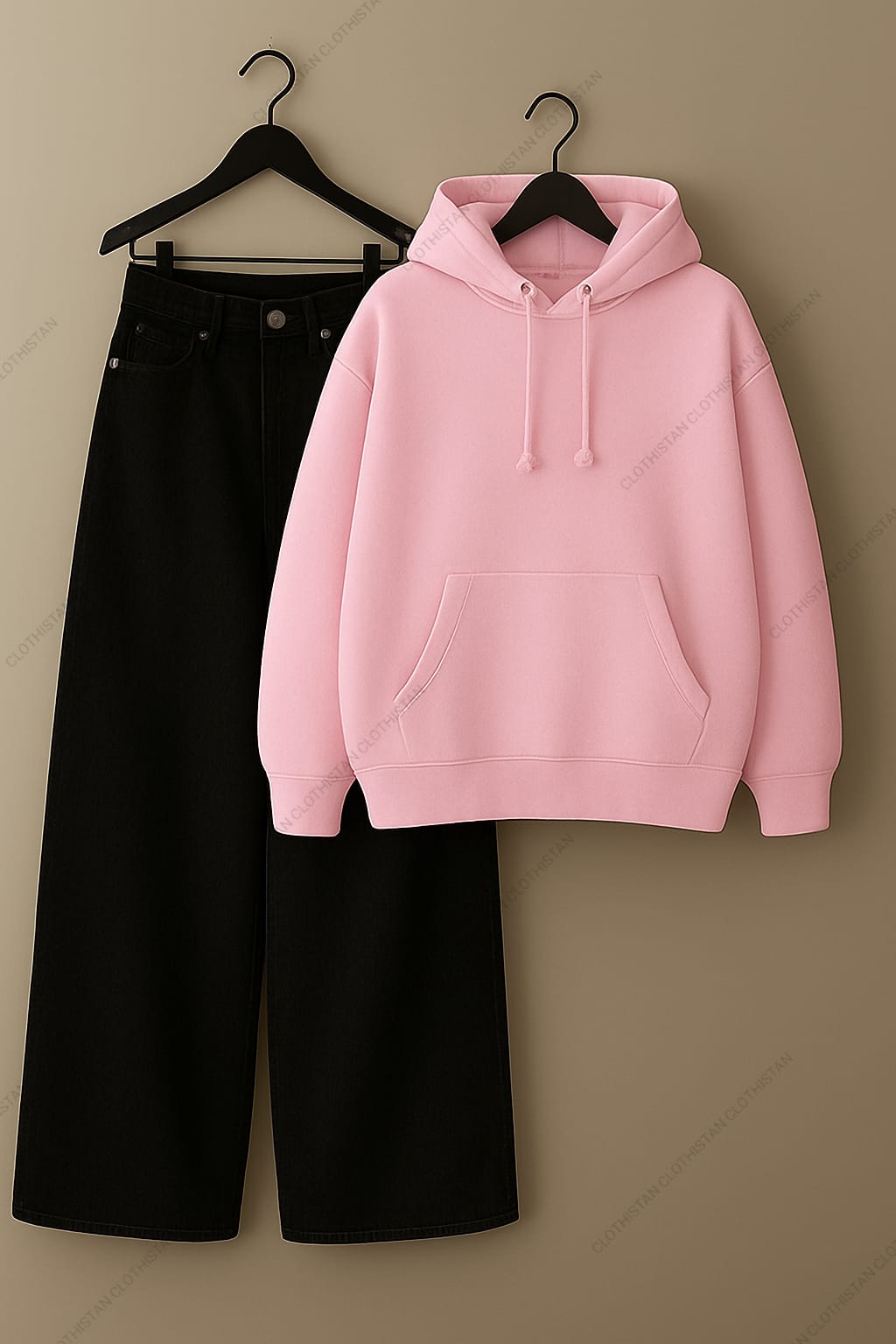 Hoodie & Black Wide leg Jeans Pack Of Two