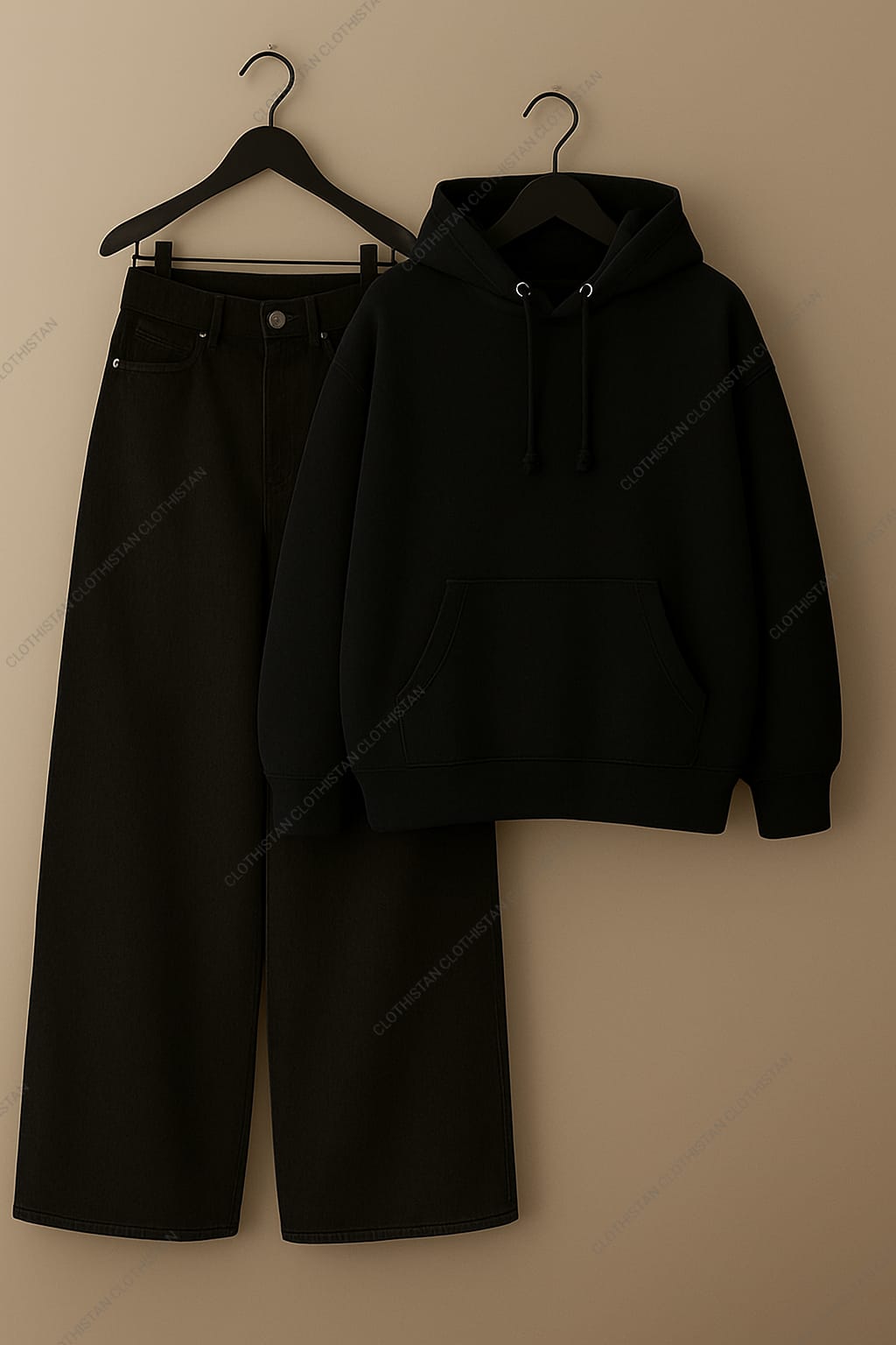 Hoodie & Black Wide leg Jeans Pack Of Two