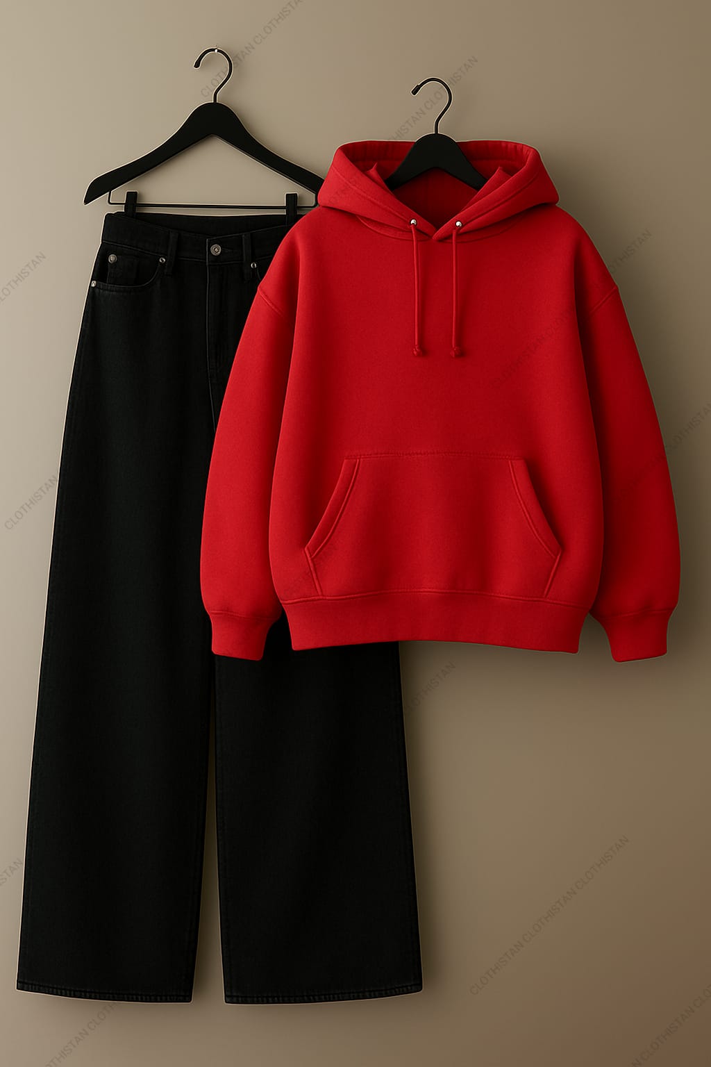 Hoodie & Black Wide leg Jeans Pack Of Two