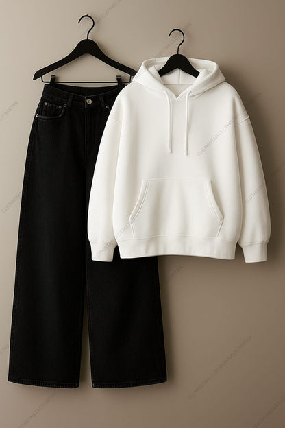 Hoodie & Black Wide leg Jeans Pack Of Two