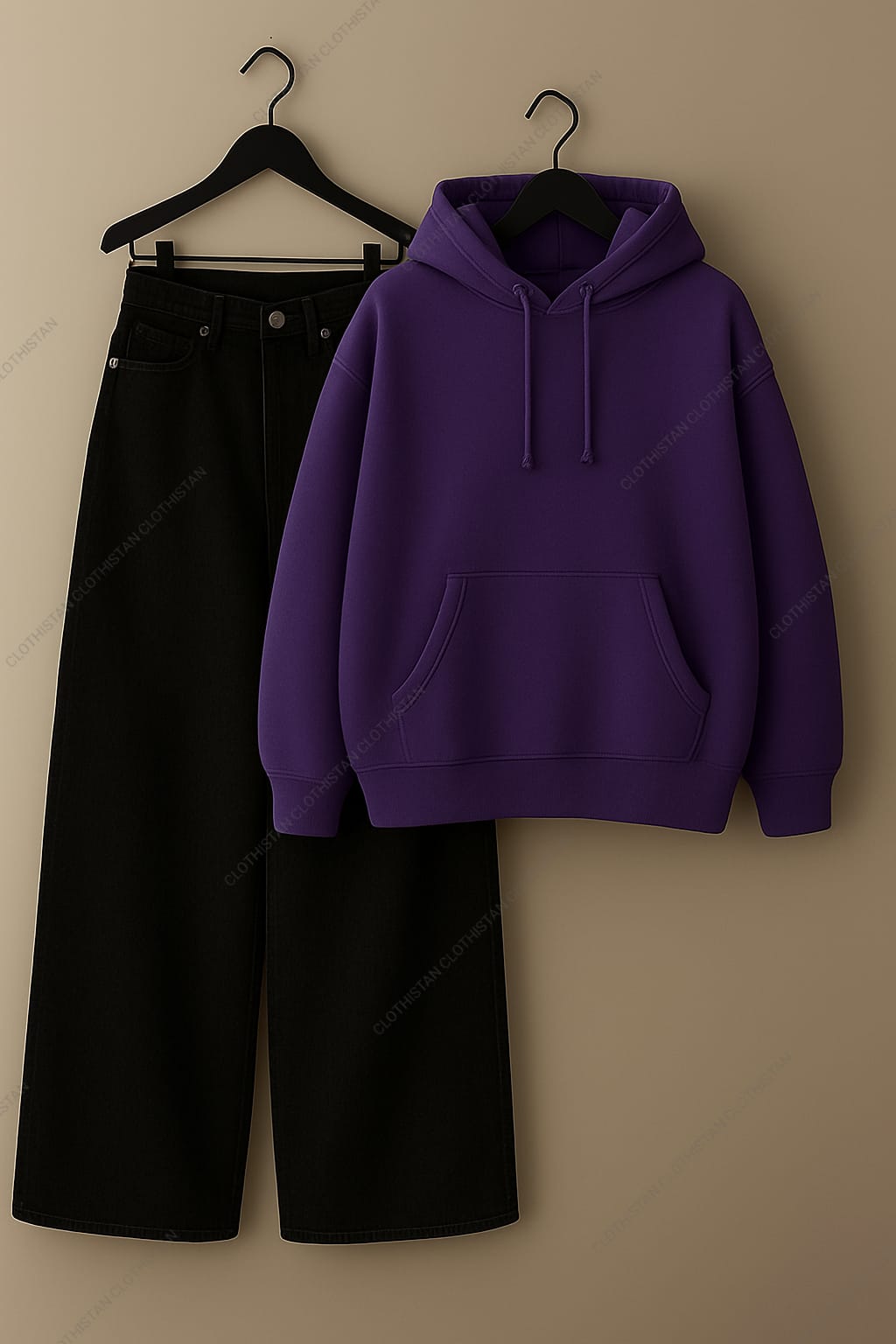 Hoodie & Black Wide leg Jeans Pack Of Two