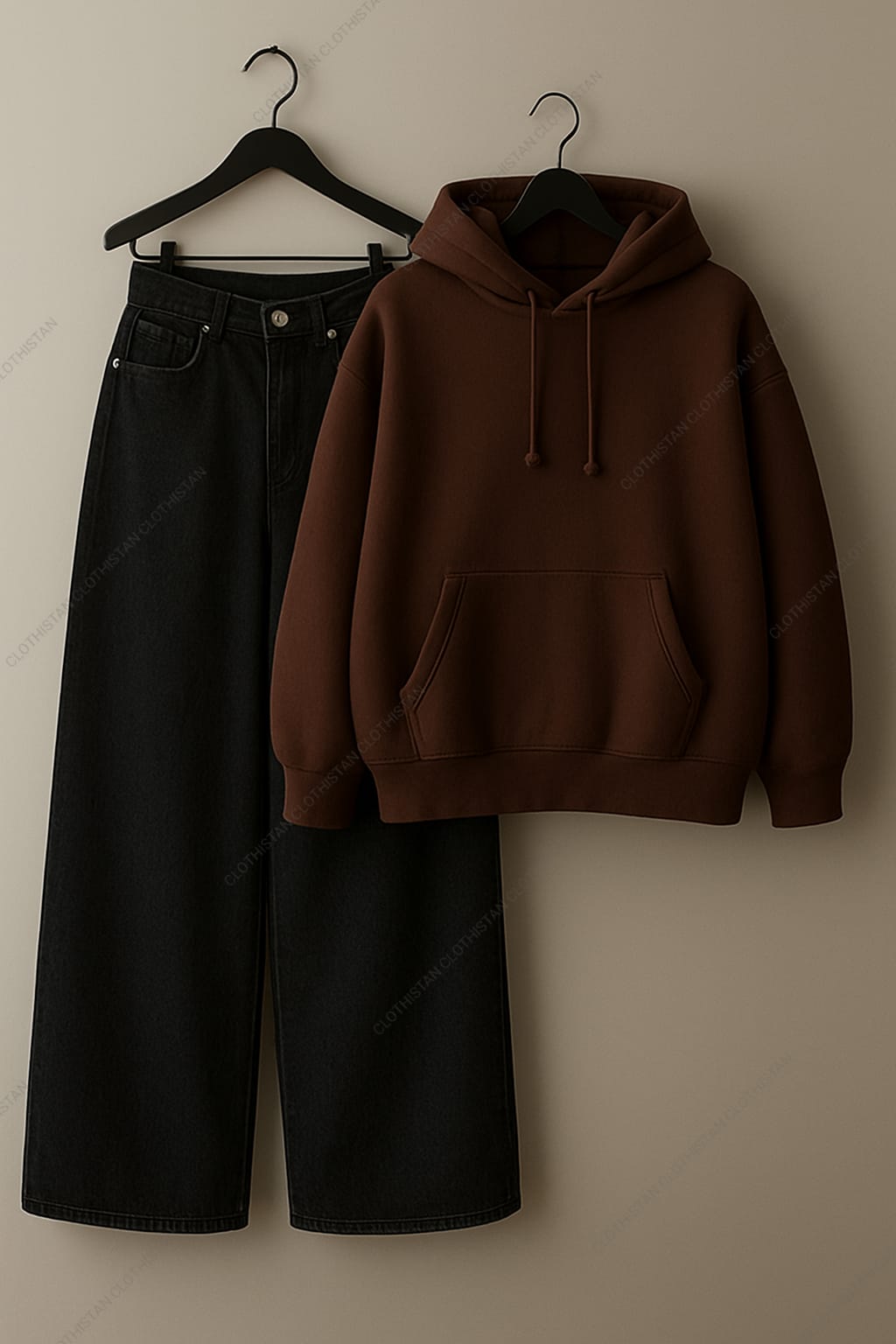 Hoodie & Black Wide leg Jeans Pack Of Two