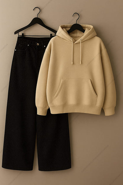Hoodie & Black Wide leg Jeans Pack Of Two