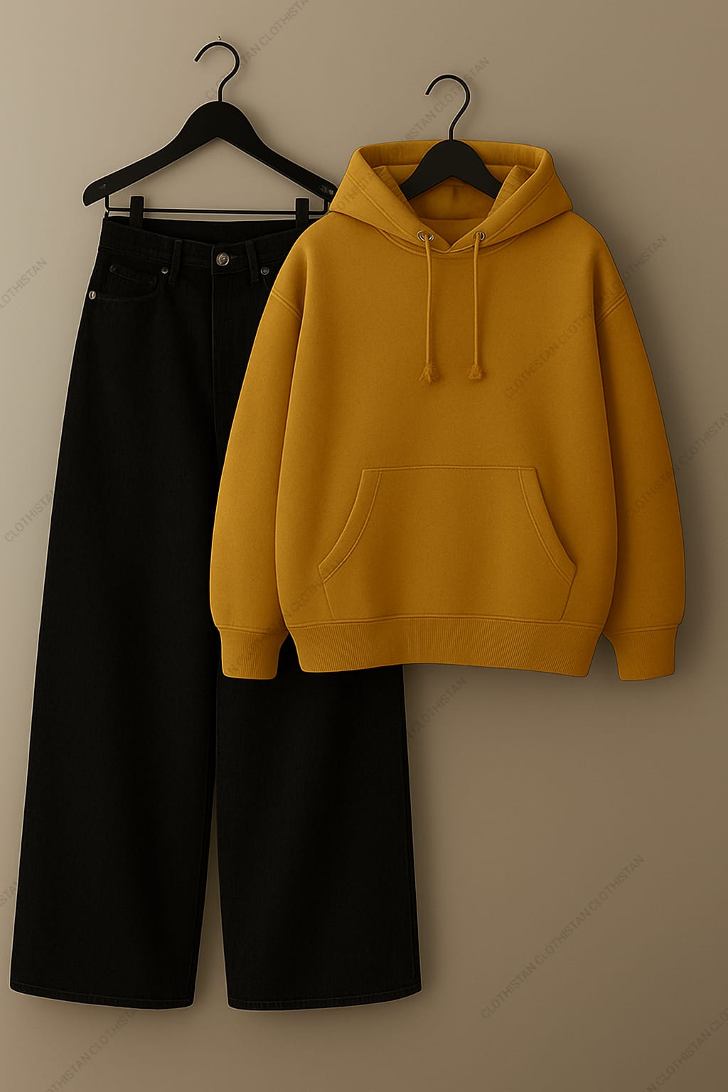 Hoodie & Black Wide leg Jeans Pack Of Two