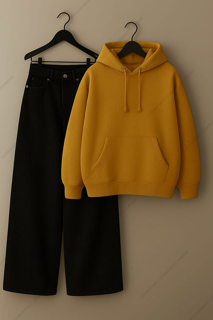 Hoodie & Black Wide leg Jeans Pack Of Two