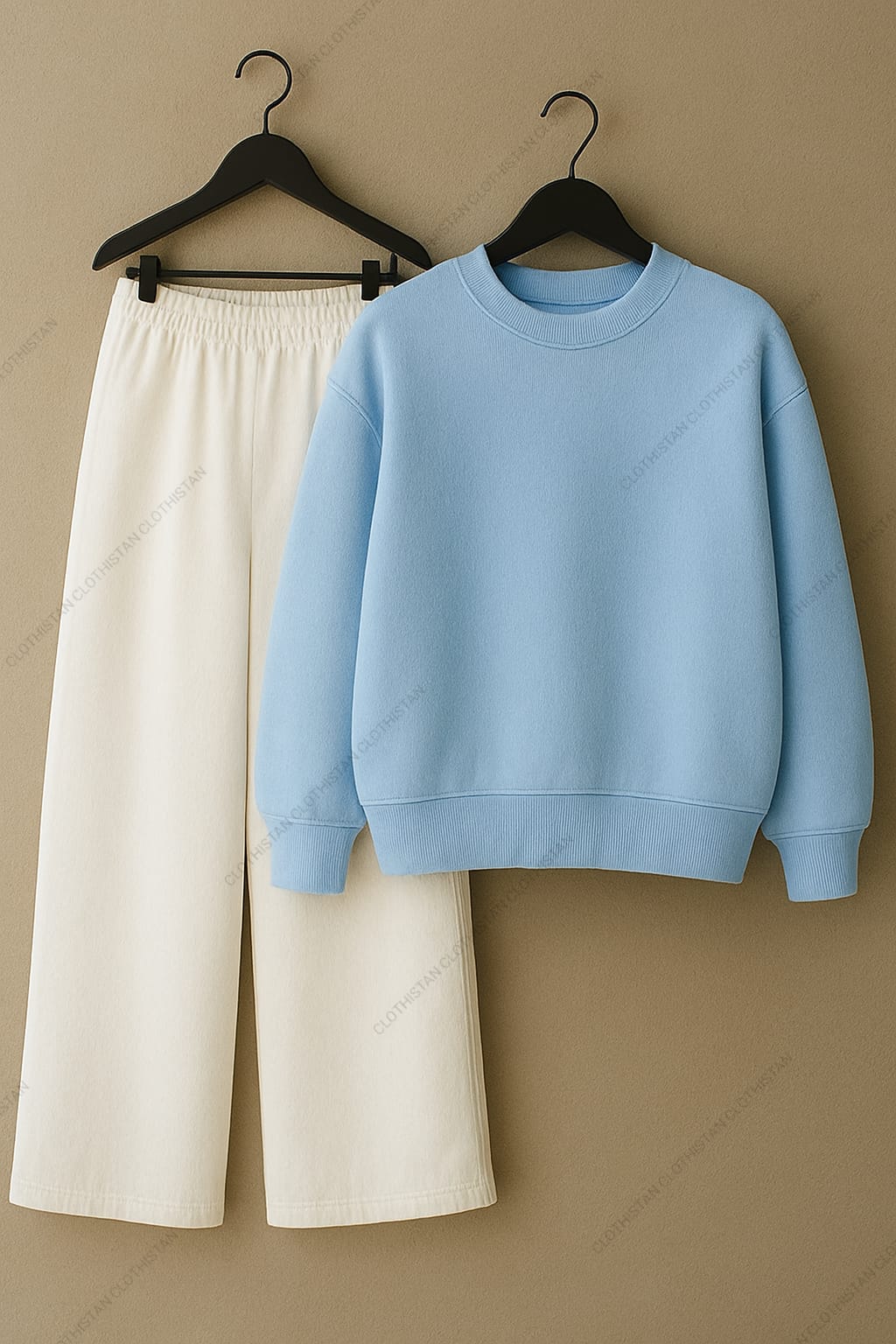 Sweatshirt & White Wide-Leg Sweatpants Pack of Two