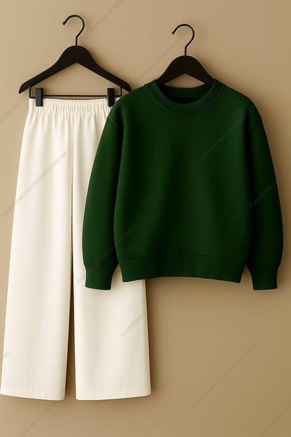 Sweatshirt & White Wide-Leg Sweatpants Pack of Two