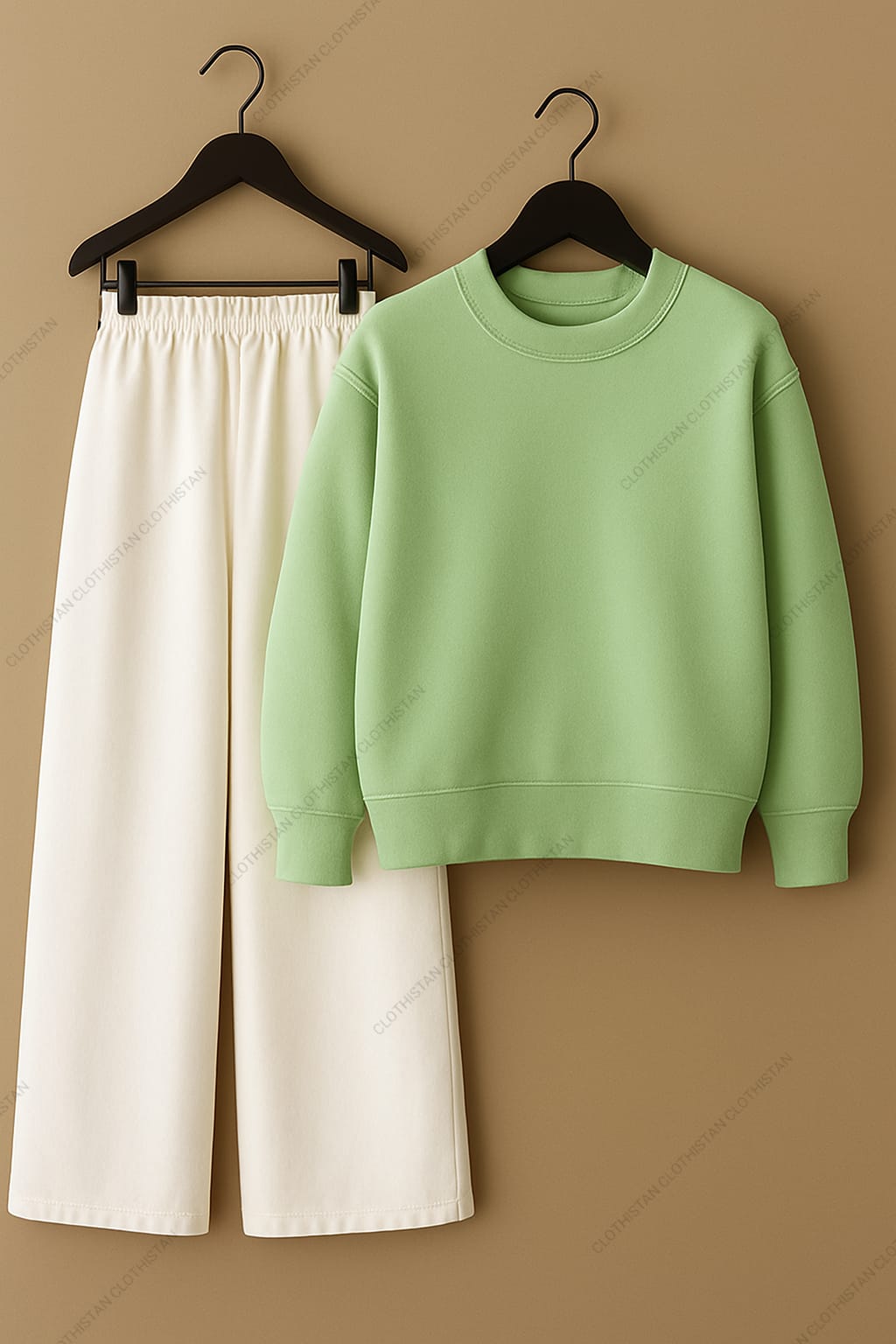 Sweatshirt & White Wide-Leg Sweatpants Pack of Two
