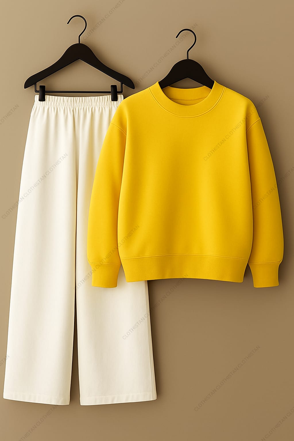 Sweatshirt & White Wide-Leg Sweatpants Pack of Two