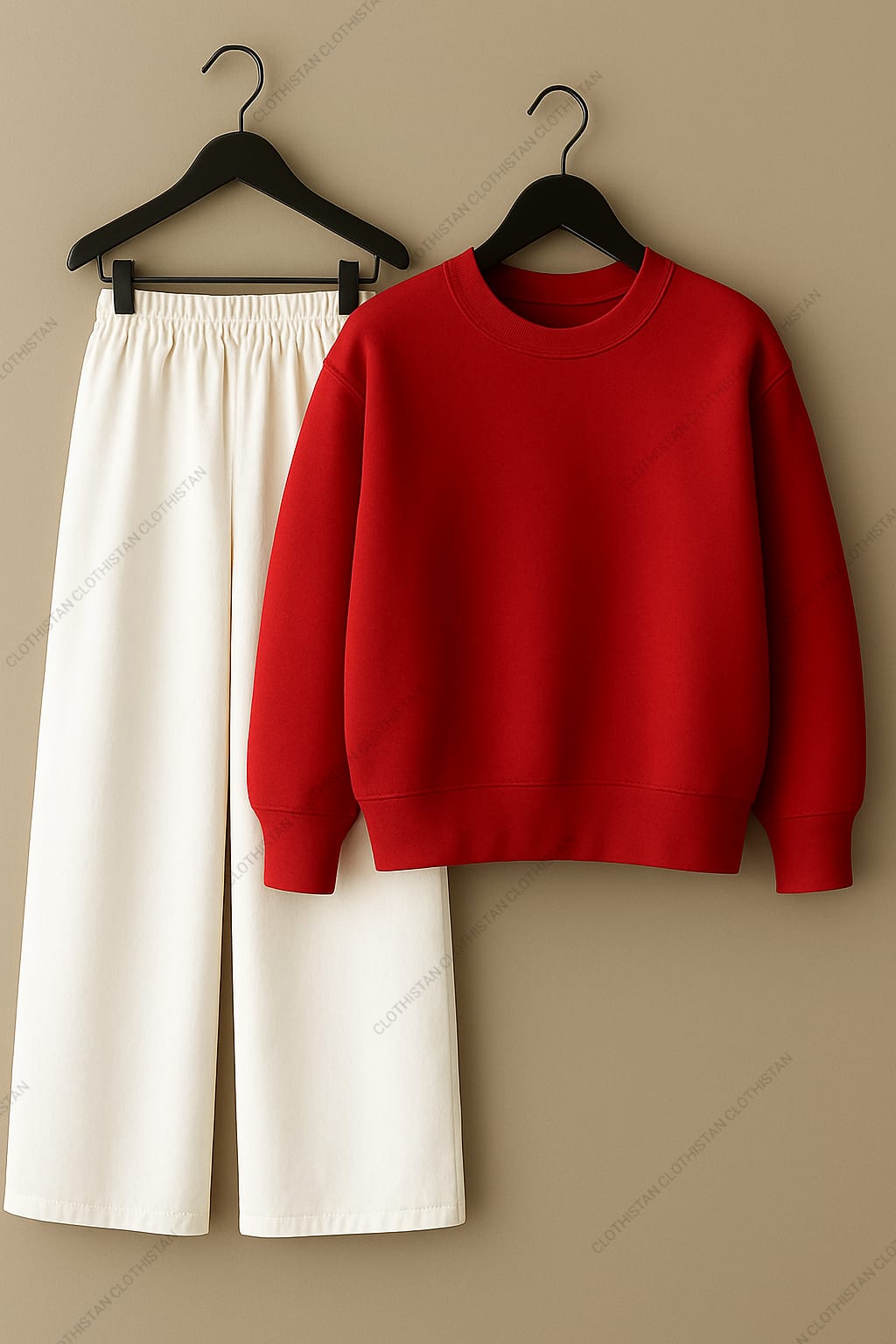 Sweatshirt & White Wide-Leg Sweatpants Pack of Two