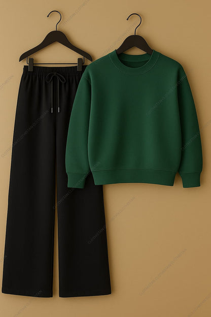 Sweatshirt & Black Wide-Leg Sweatpants Pack of Two