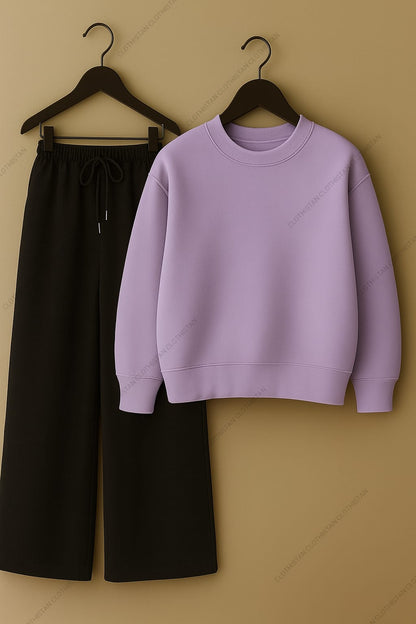 Sweatshirt & Black Wide-Leg Sweatpants Pack of Two