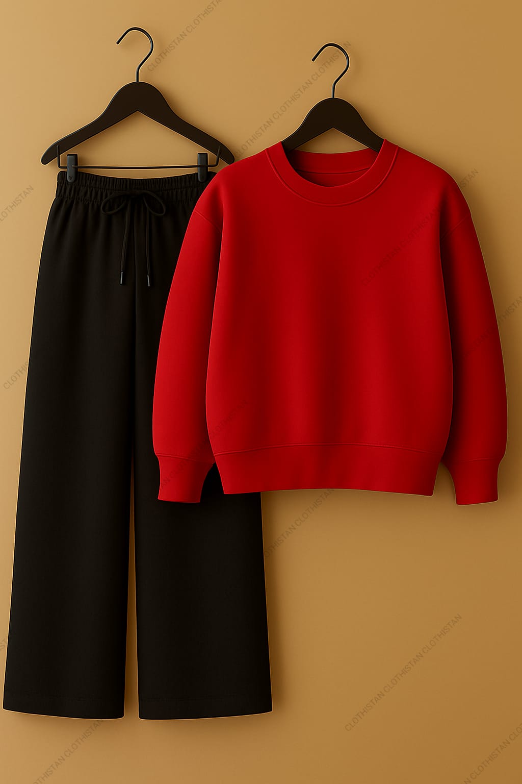 Sweatshirt & Black Wide-Leg Sweatpants Pack of Two