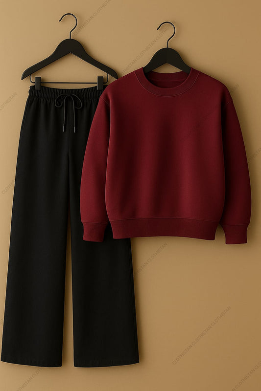 Sweatshirt & Wide-Leg Sweatpants Pack of Two