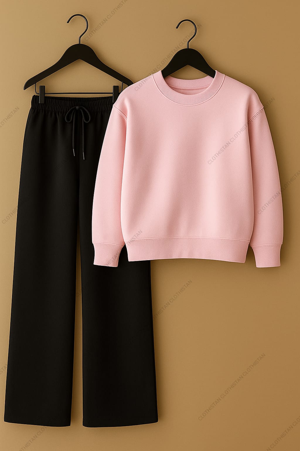 Sweatshirt & Black Wide-Leg Sweatpants Pack of Two