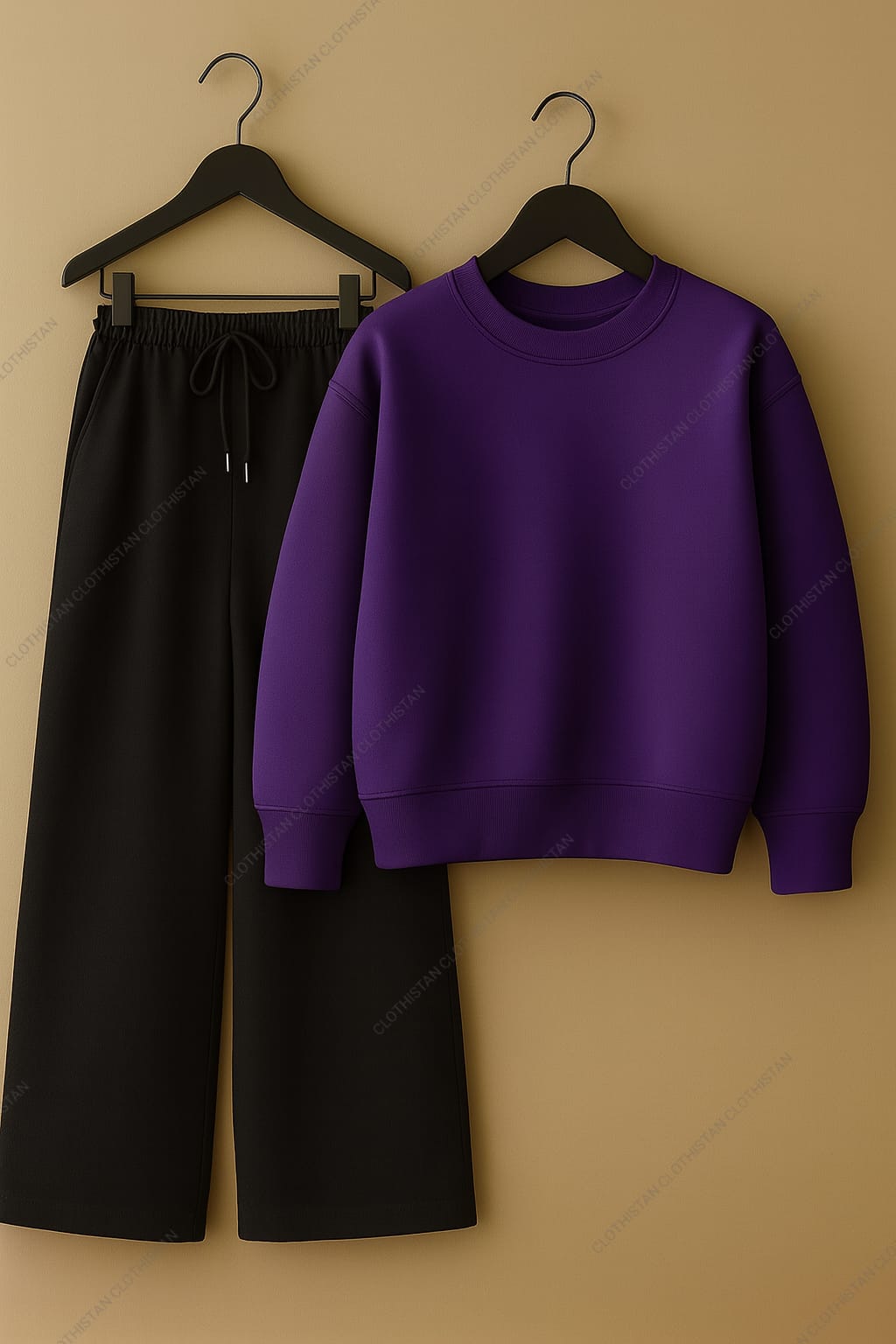 Sweatshirt & Black Wide-Leg Sweatpants Pack of Two