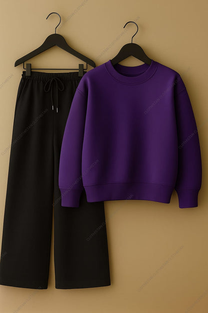 Sweatshirt & Black Wide-Leg Sweatpants Pack of Two