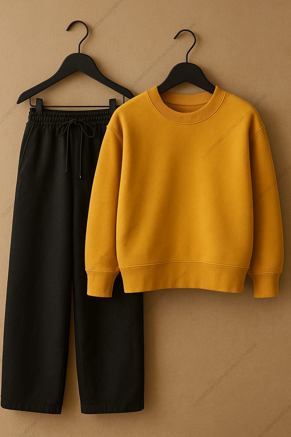Sweatshirt & Black Wide-Leg Sweatpants Pack of Two