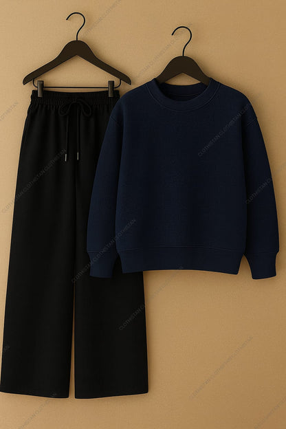 Sweatshirt & Black Wide-Leg Sweatpants Pack of Two
