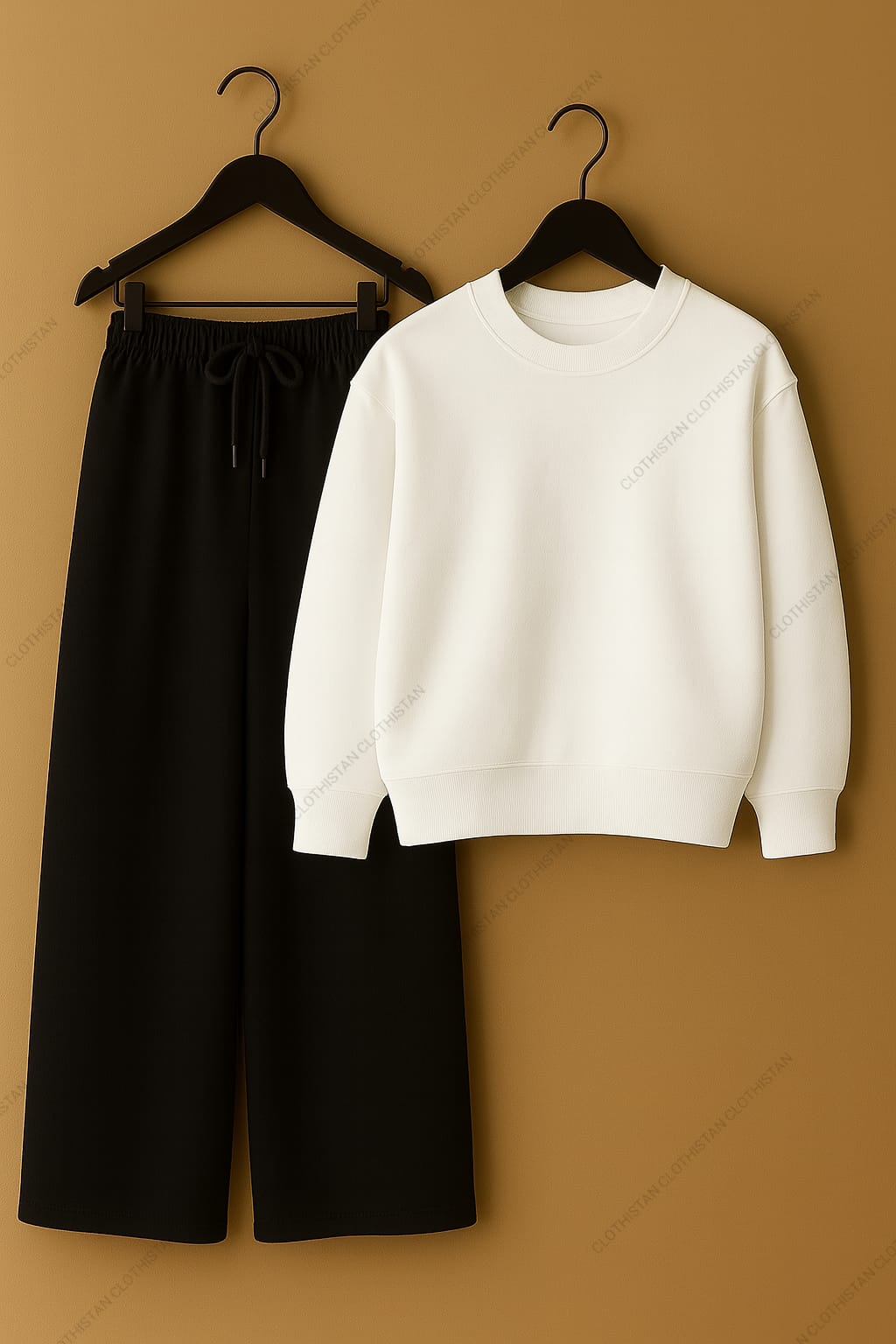 Sweatshirt & Black Wide-Leg Sweatpants Pack of Two