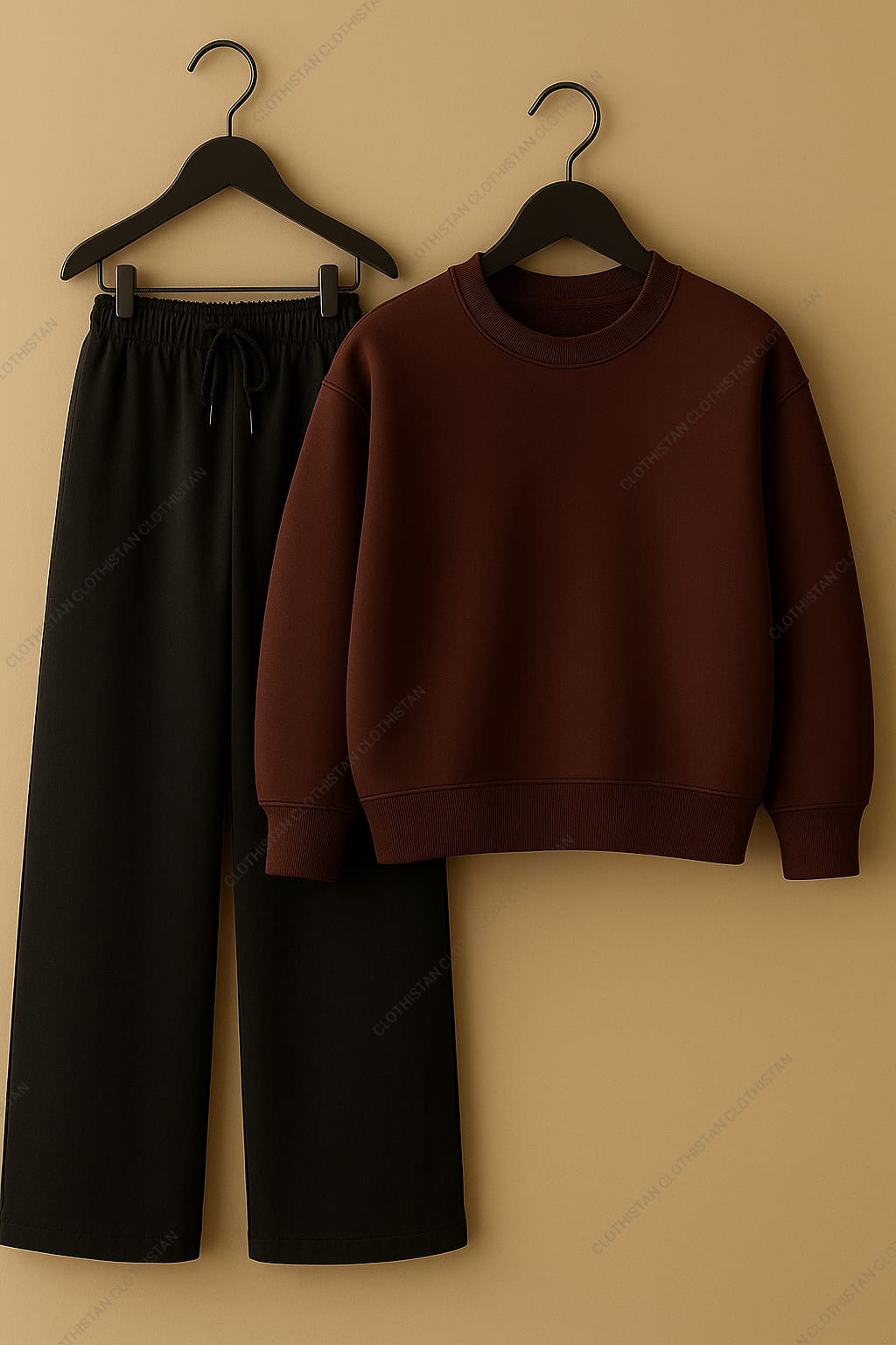 Sweatshirt & Black Wide-Leg Sweatpants Pack of Two