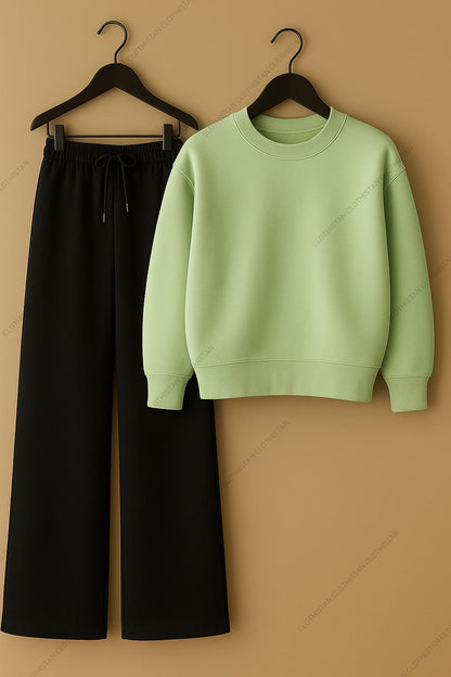 Sweatshirt & Black Wide-Leg Sweatpants Pack of Two