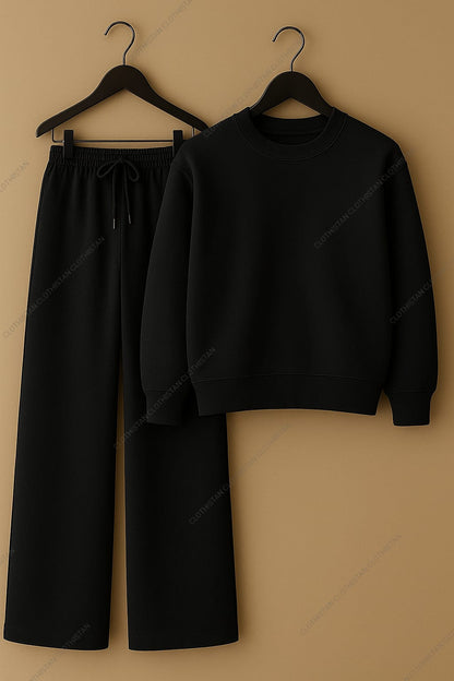 Sweatshirt & Black Wide-Leg Sweatpants Pack of Two