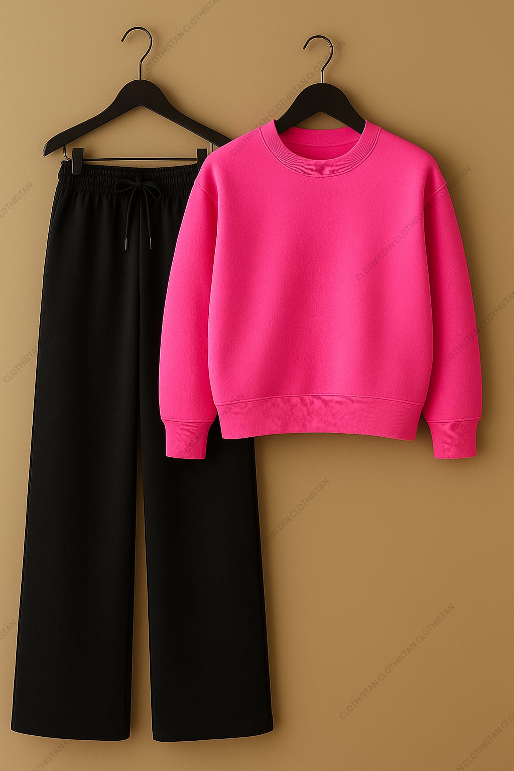 Sweatshirt & Black Wide-Leg Sweatpants Pack of Two
