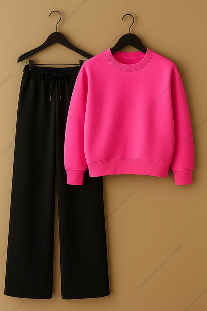 Sweatshirt & Black Wide-Leg Sweatpants Pack of Two