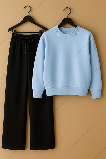 Sweatshirt & Black Wide-Leg Sweatpants Pack of Two