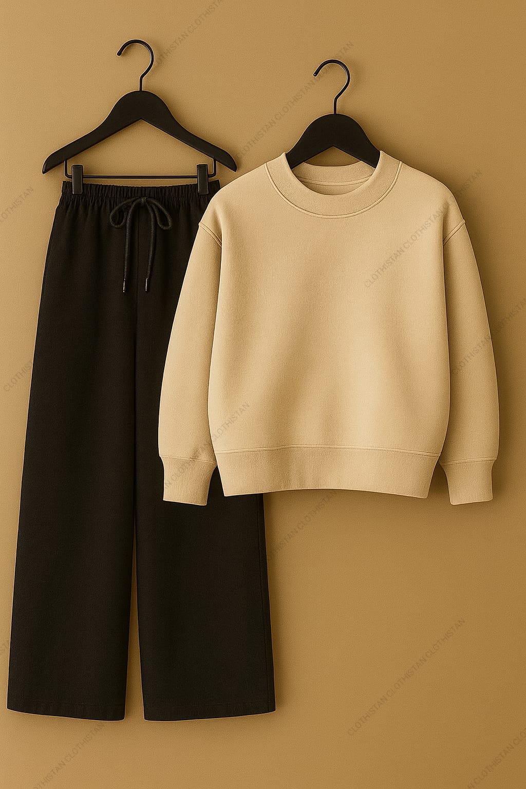 Sweatshirt & Black Wide-Leg Sweatpants Pack of Two