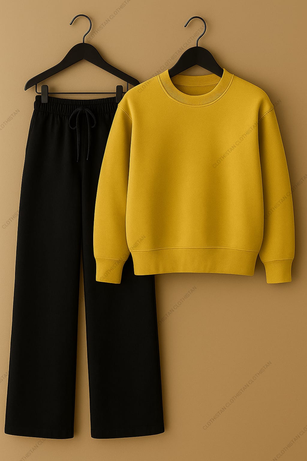 Sweatshirt & Black Wide-Leg Sweatpants Pack of Two