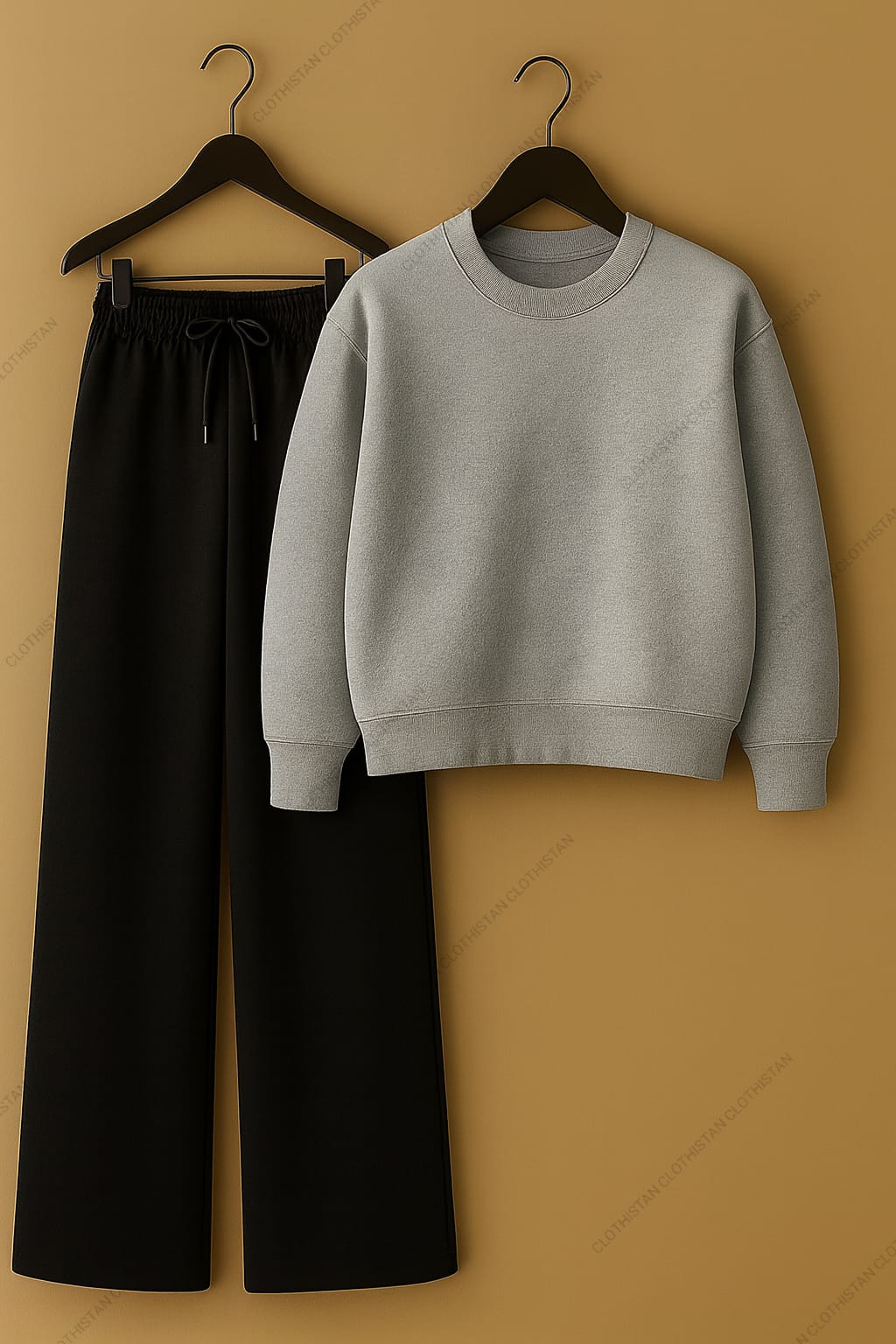 Sweatshirt & Black Wide-Leg Sweatpants Pack of Two