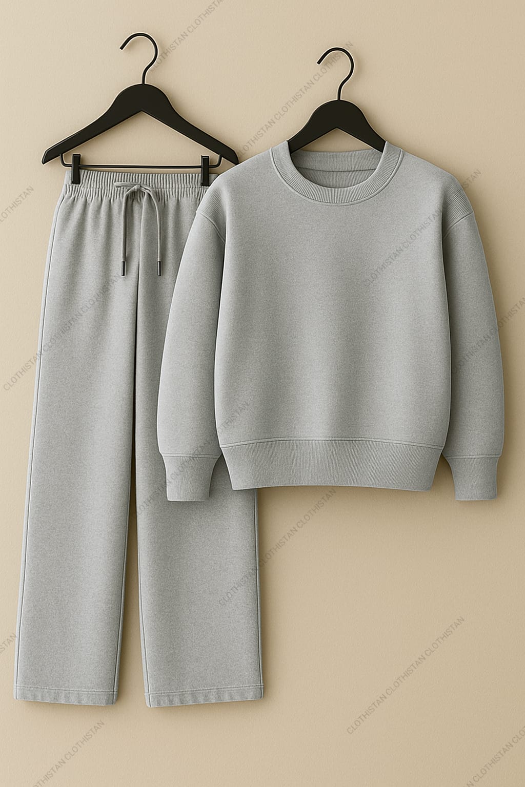 Sweatshirt & Lightgrey Wide-Leg Sweatpants Pack of Two