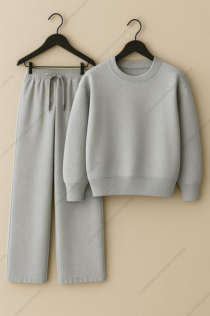 Sweatshirt & Lightgrey Wide-Leg Sweatpants Pack of Two