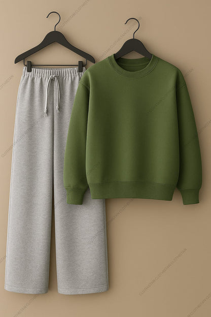 Sweatshirt & Lightgrey Wide-Leg Sweatpants Pack of Two