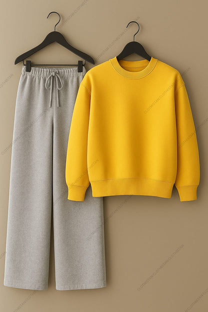 Sweatshirt & Lightgrey Wide-Leg Sweatpants Pack of Two