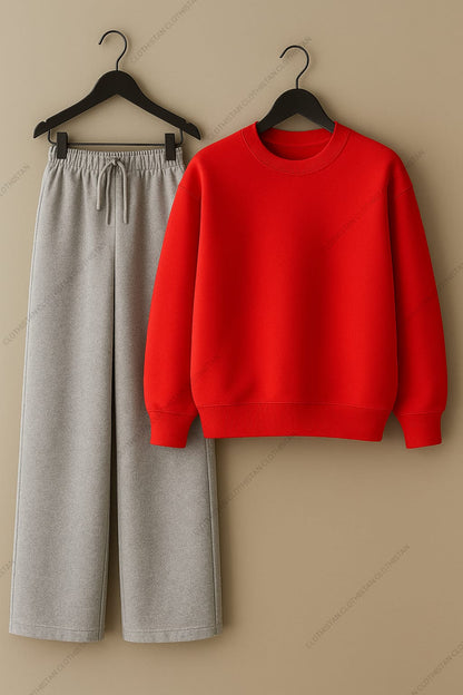 Sweatshirt & Lightgrey Wide-Leg Sweatpants Pack of Two