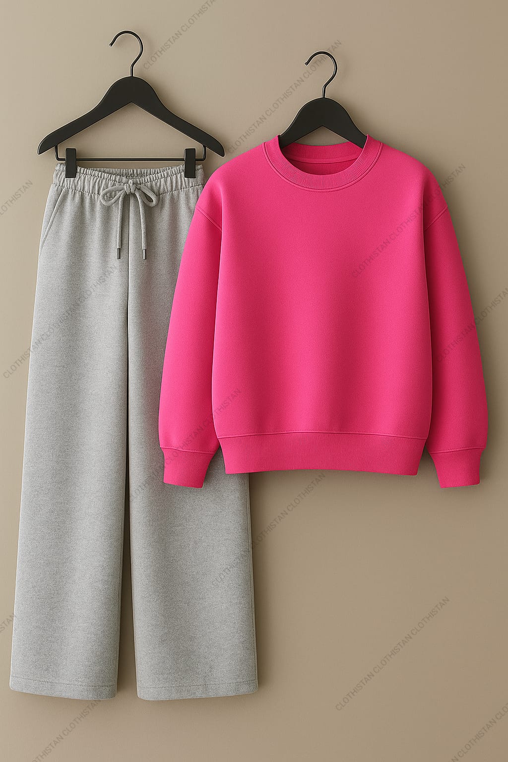 Sweatshirt & Lightgrey Wide-Leg Sweatpants Pack of Two
