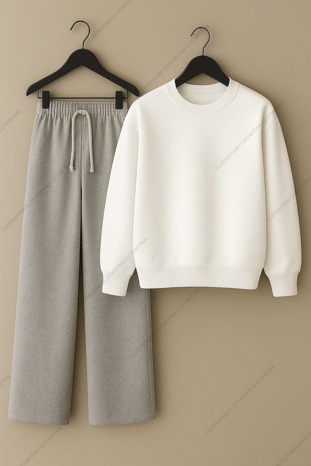 Sweatshirt & Lightgrey Wide-Leg Sweatpants Pack of Two