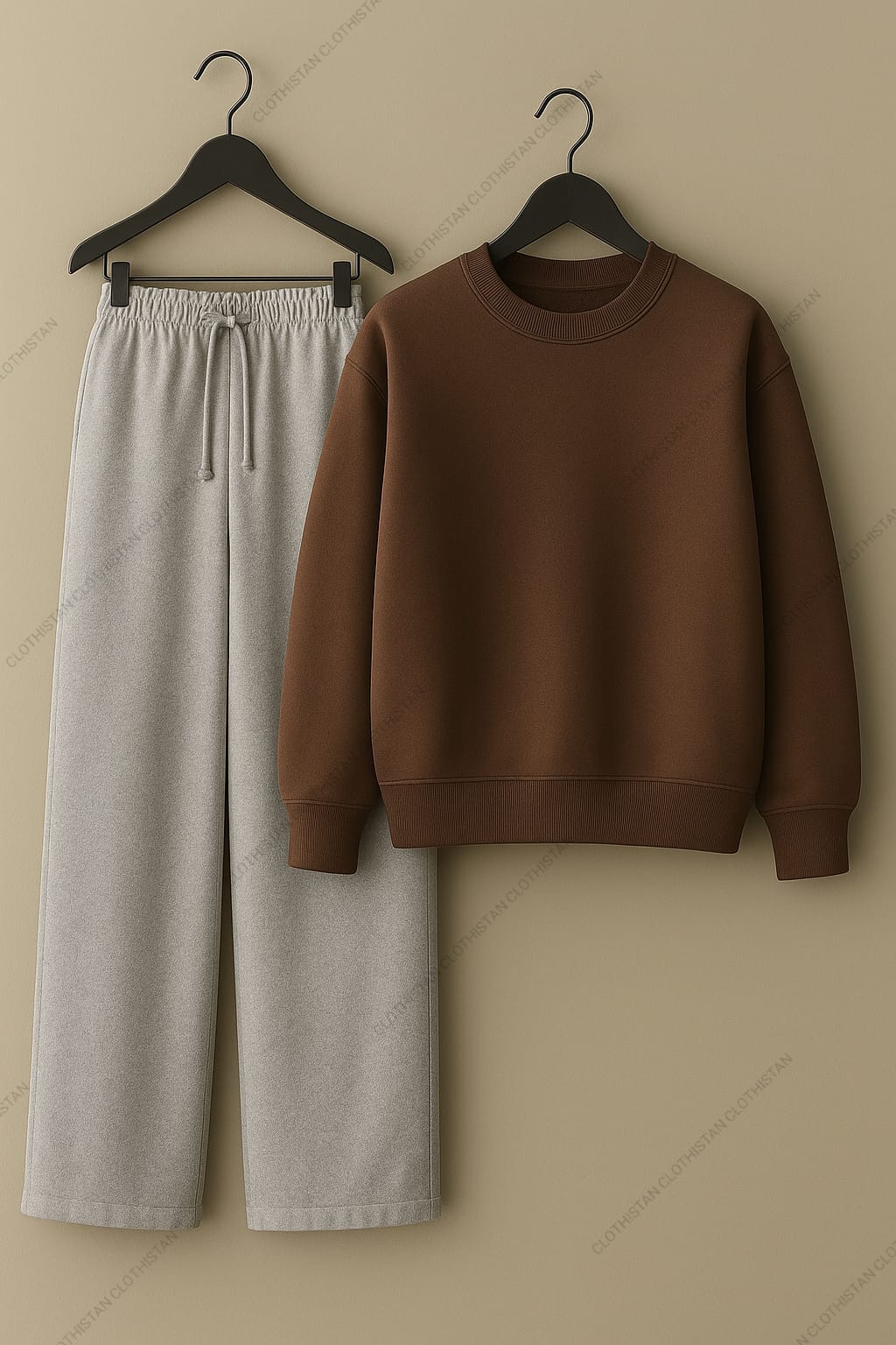 Sweatshirt & Lightgrey Wide-Leg Sweatpants Pack of Two