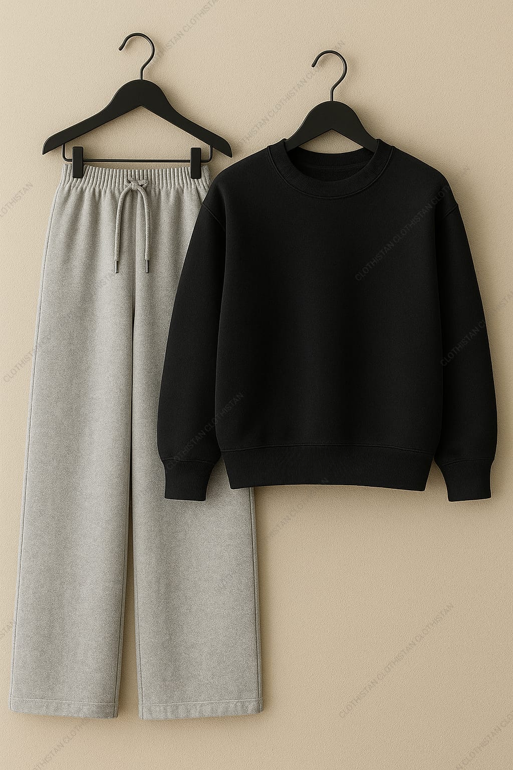 Sweatshirt & Lightgrey Wide-Leg Sweatpants Pack of Two