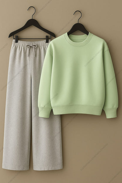 Sweatshirt & Lightgrey Wide-Leg Sweatpants Pack of Two