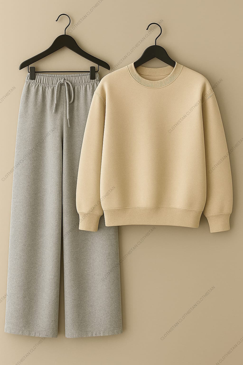 Sweatshirt & Lightgrey Wide-Leg Sweatpants Pack of Two