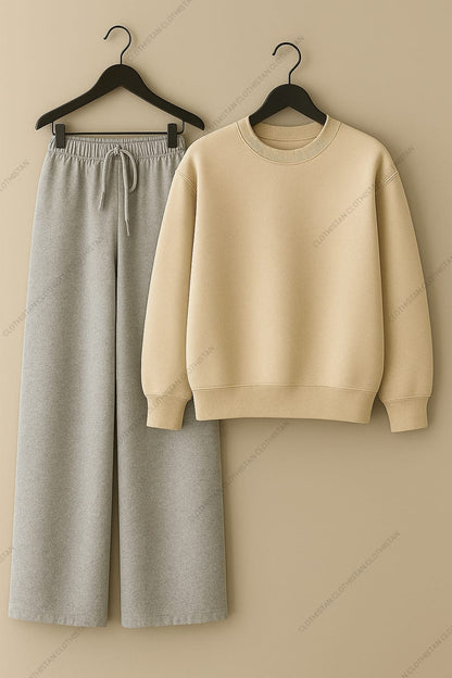Sweatshirt & Lightgrey Wide-Leg Sweatpants Pack of Two