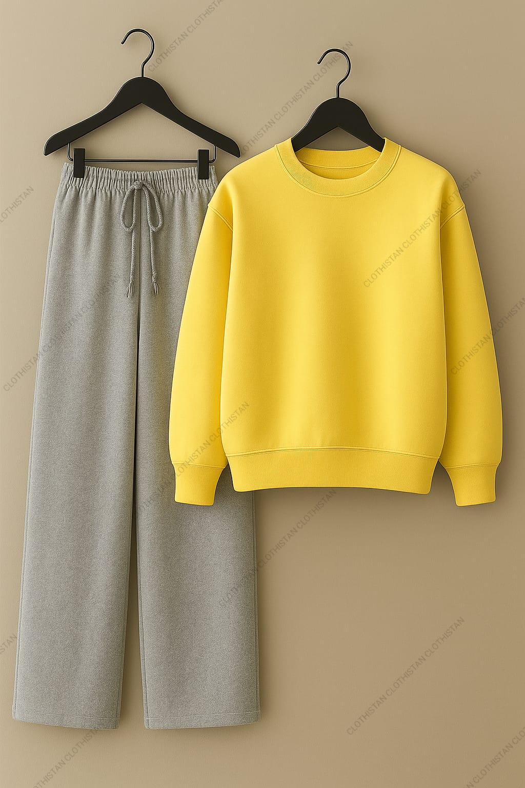 Sweatshirt & Lightgrey Wide-Leg Sweatpants Pack of Two